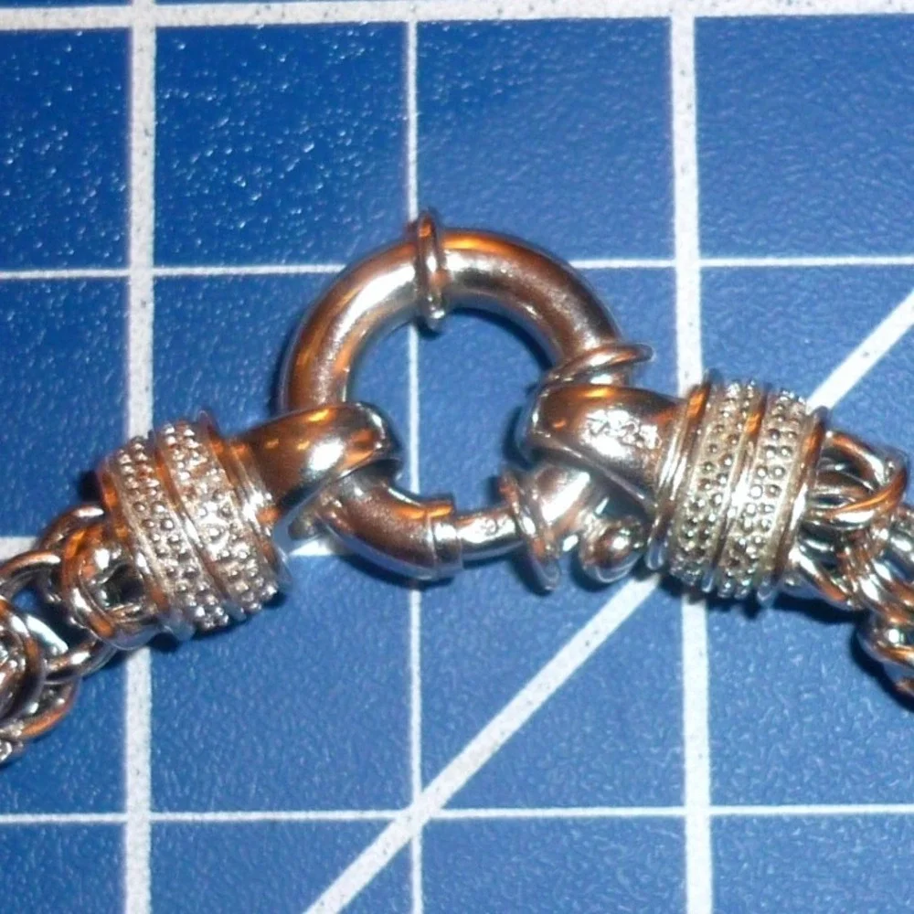 Silver Plated Byzantine Chain Necklace Chunky Rope Link Spring Ring Clasp 16